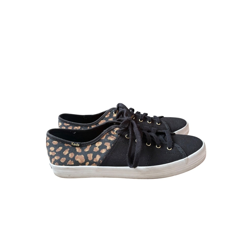 Keds Kickstart Black Leopard Animal Print Canvas Sneakers WF63876 Womens 11